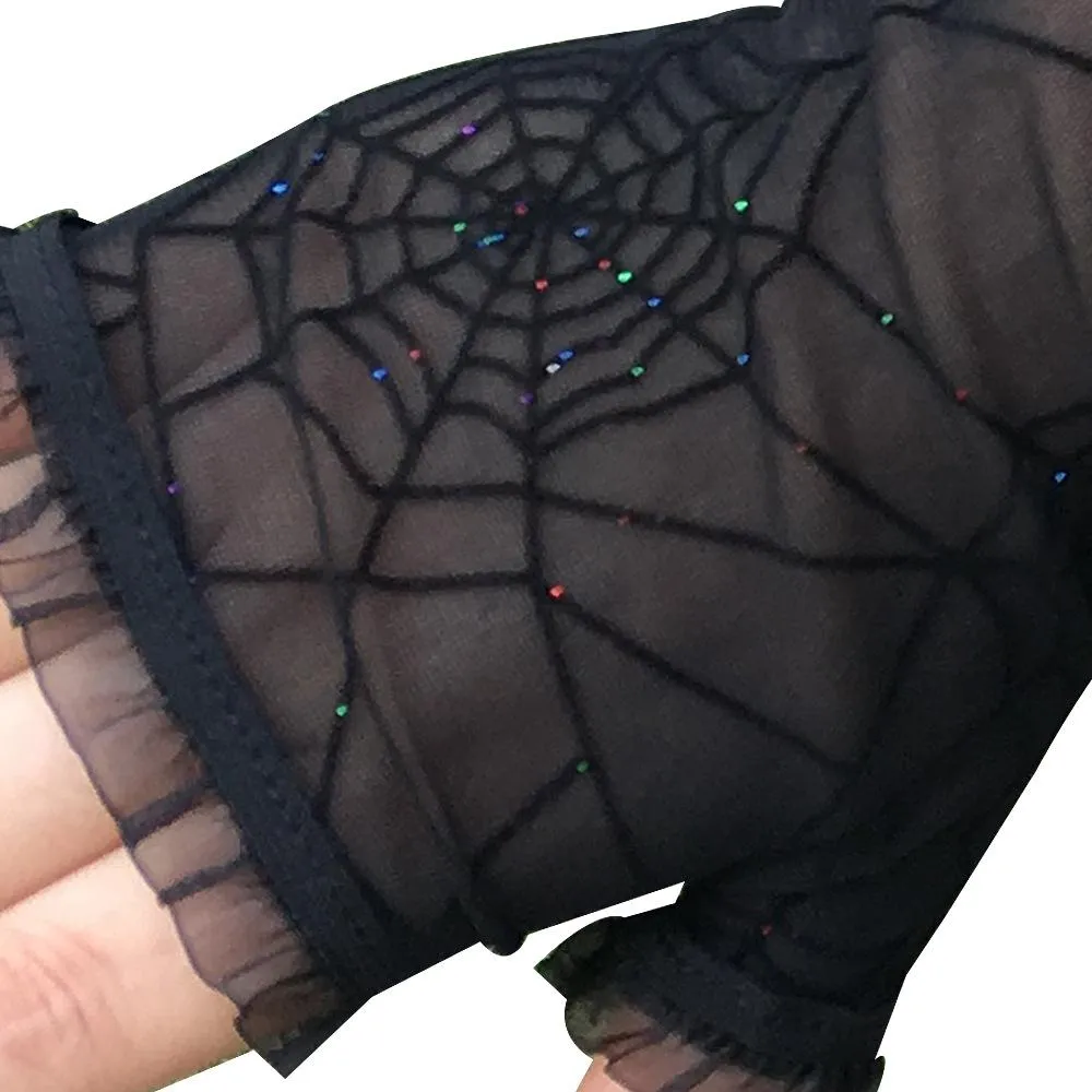 Black Spider Web Lace Gloves