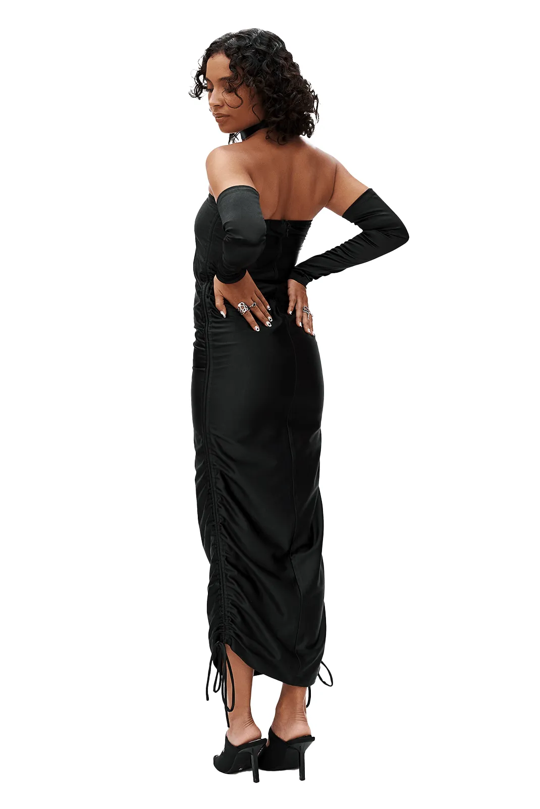 BLACK STRAPLESS MAXI DRESS