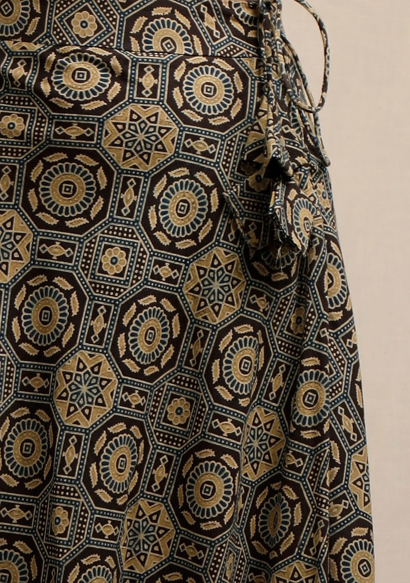 Blue Ajrakh Print Flared Skirt