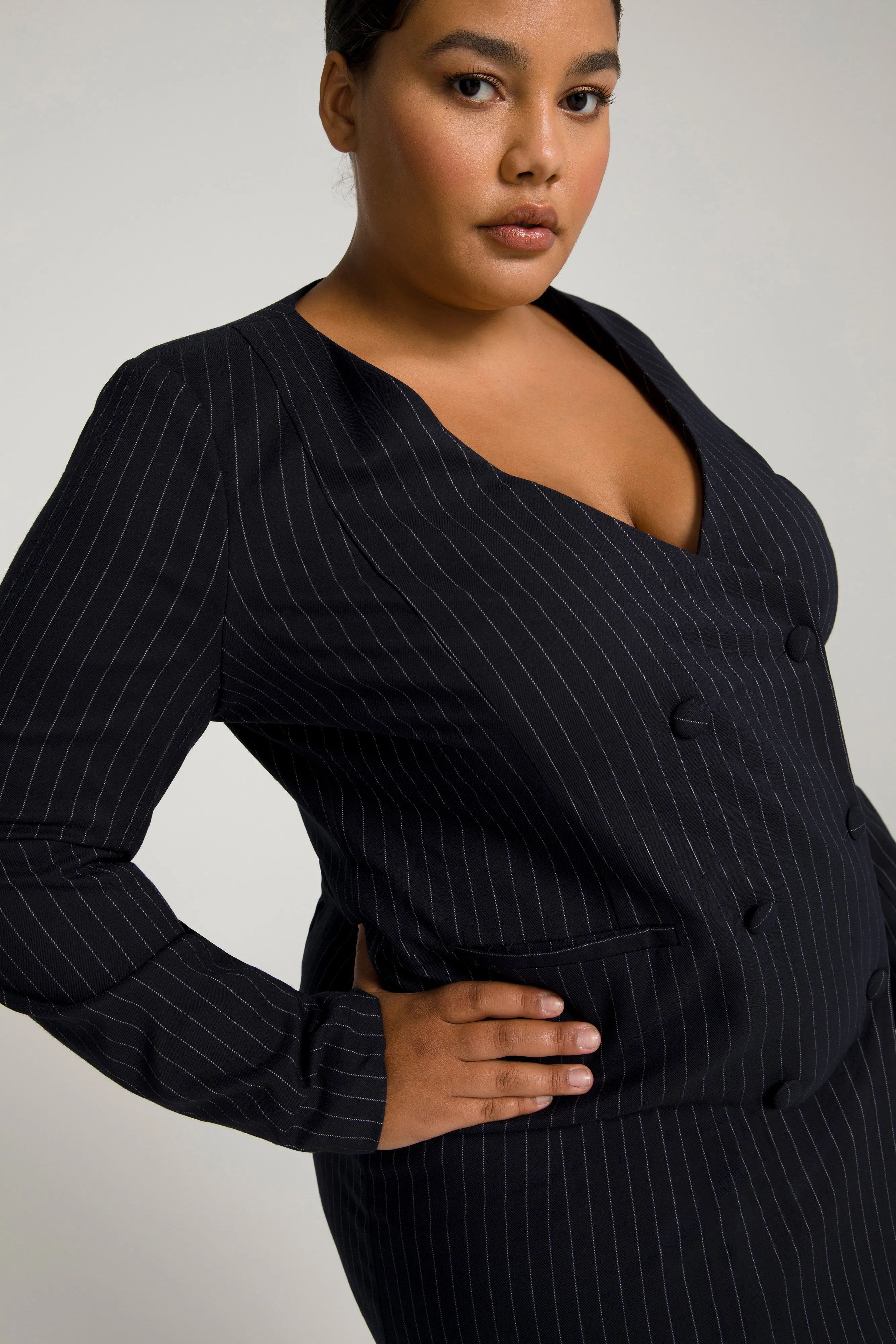 BOSS BLAZER DRESS | PINSTRIPE001