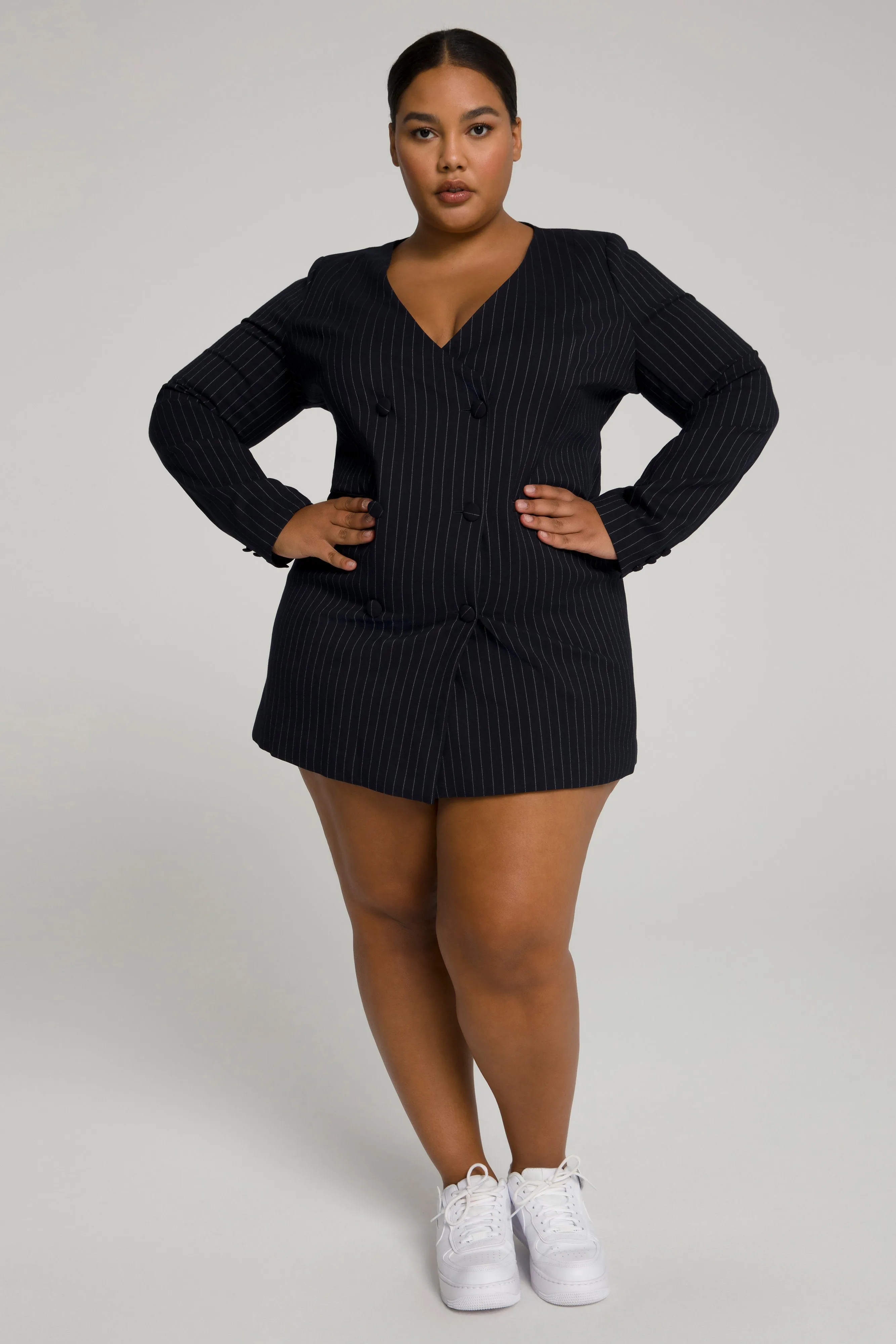 BOSS BLAZER DRESS | PINSTRIPE001