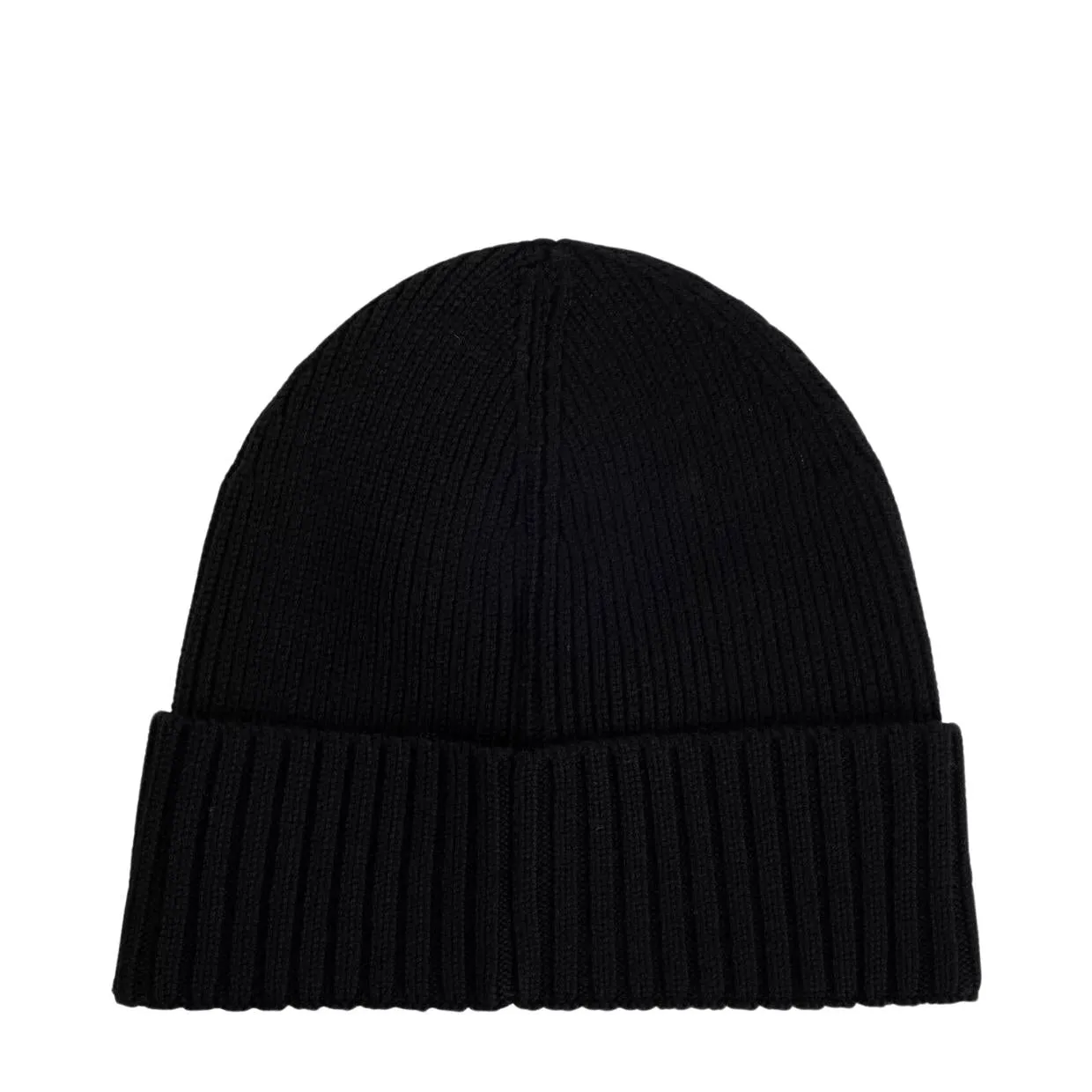 BOSS Logo Tag Black Wool Beanie Hat