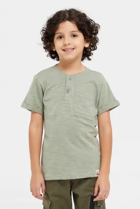 Boys Olive Henley T-Shirt