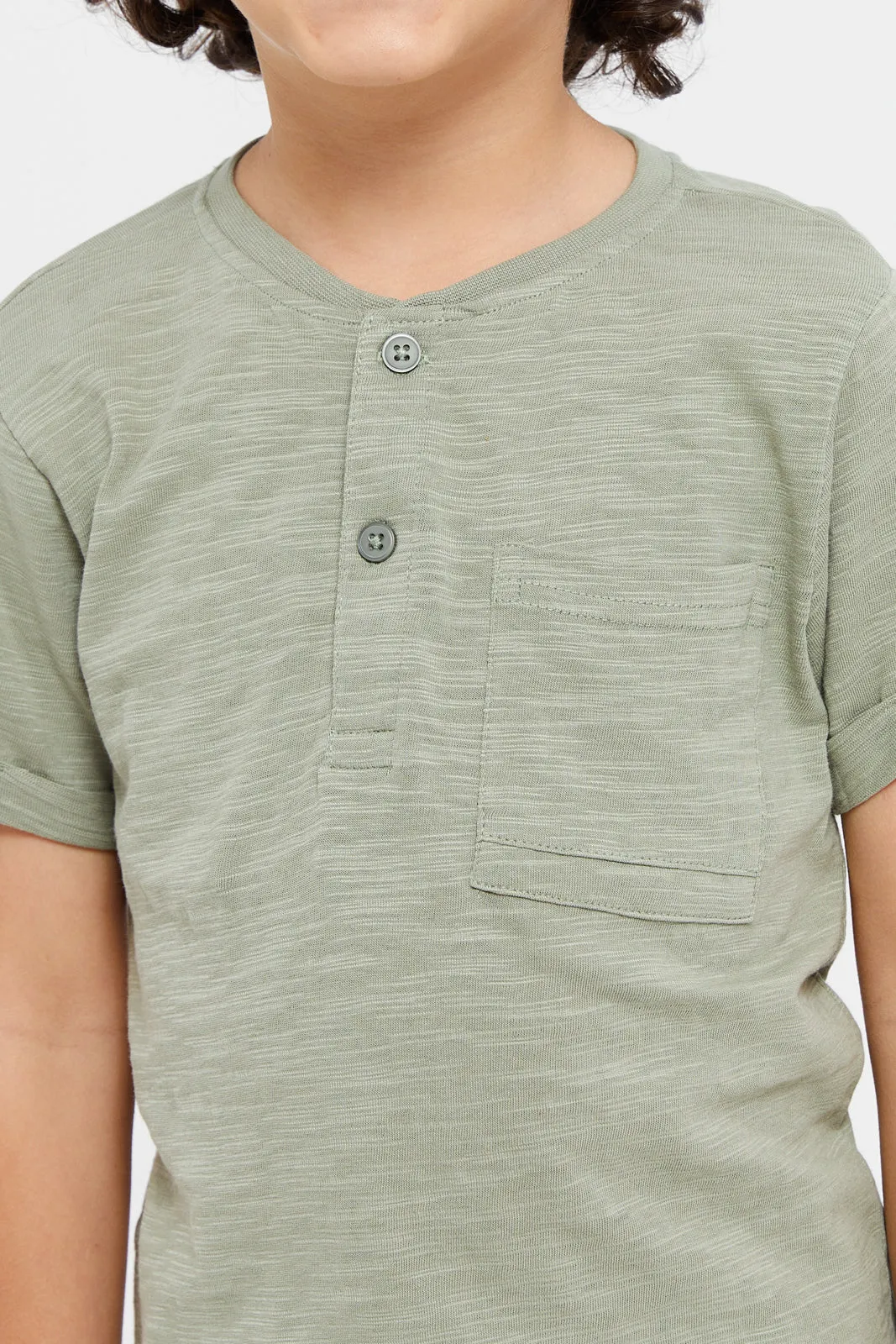 Boys Olive Henley T-Shirt