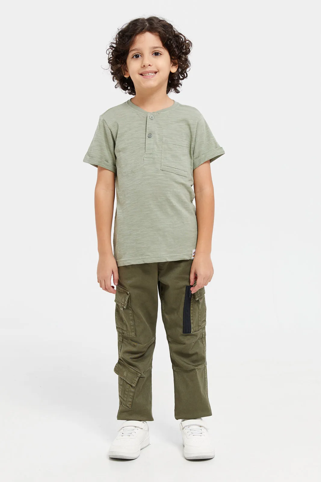 Boys Olive Henley T-Shirt