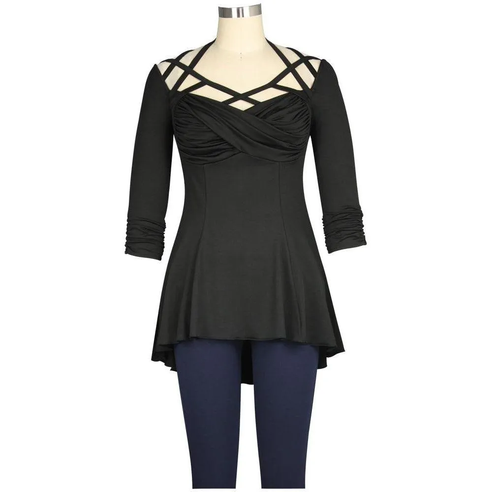 Brenda Strappy Sweetheart Top in Black