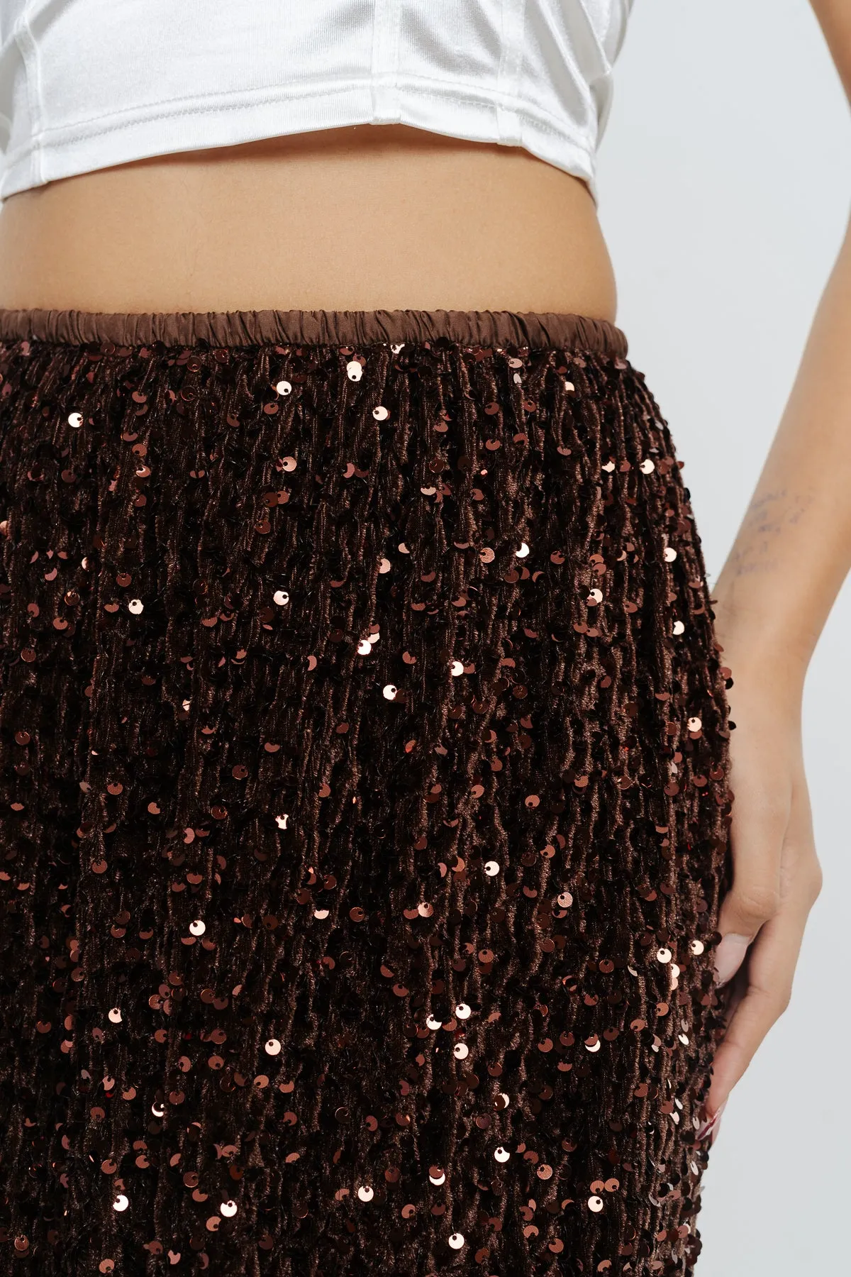 Brown Sequin Skirt