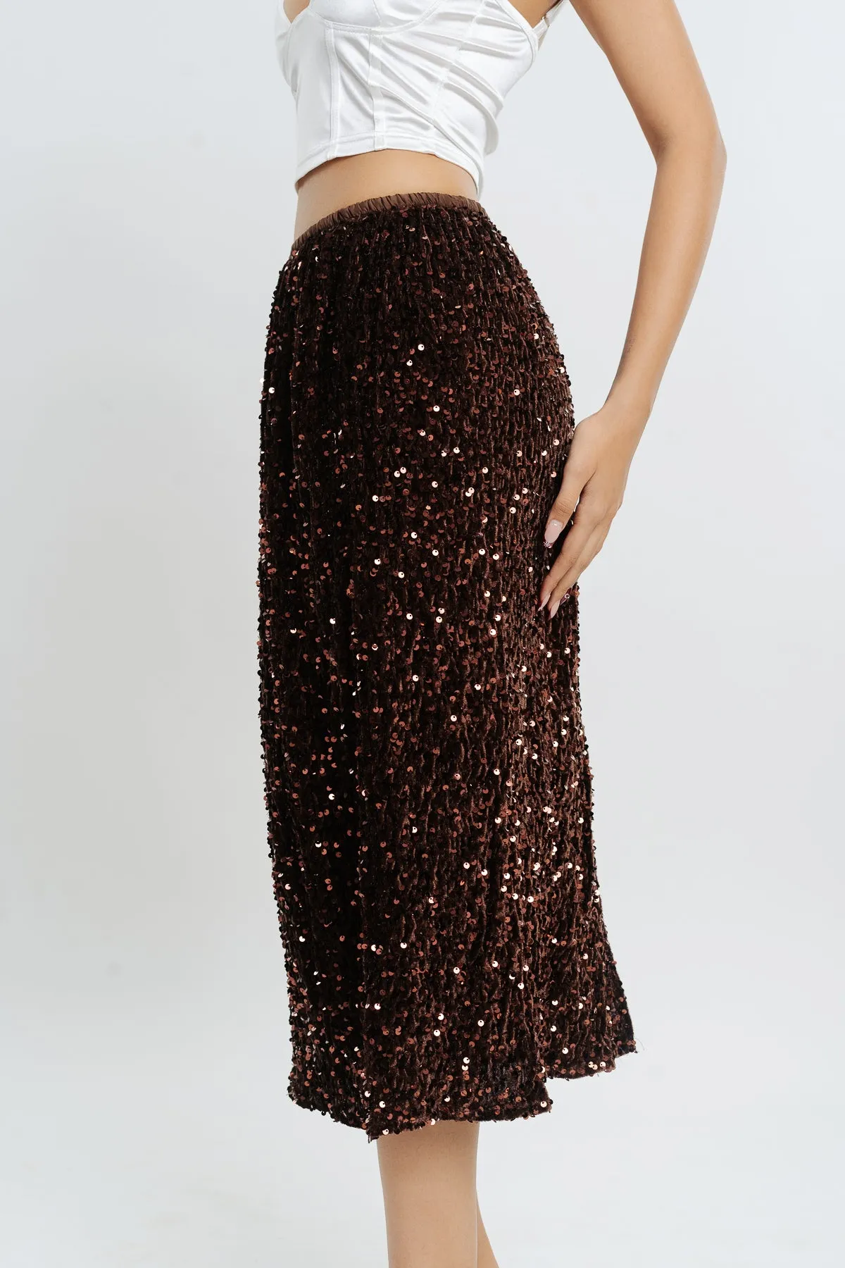 Brown Sequin Skirt