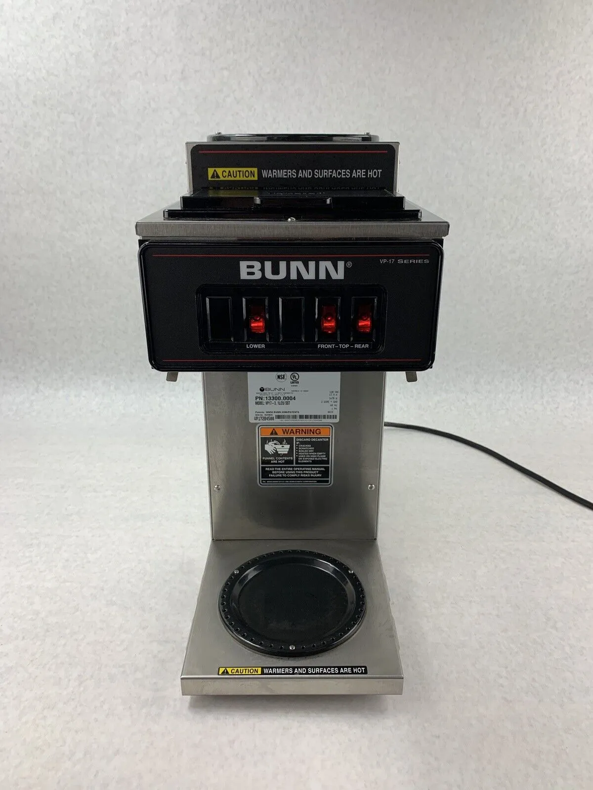 Bunn VP17-3 Pourover Drip Coffee Maker Machine x3 Warmers Heats up For Parts