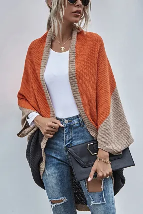 Cardigan Boho Wide Sleeve Color Block