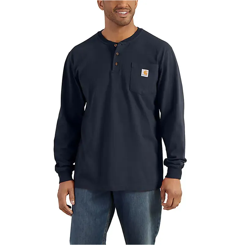 Carhartt Long Sleeve Henley T-Shirt Navy