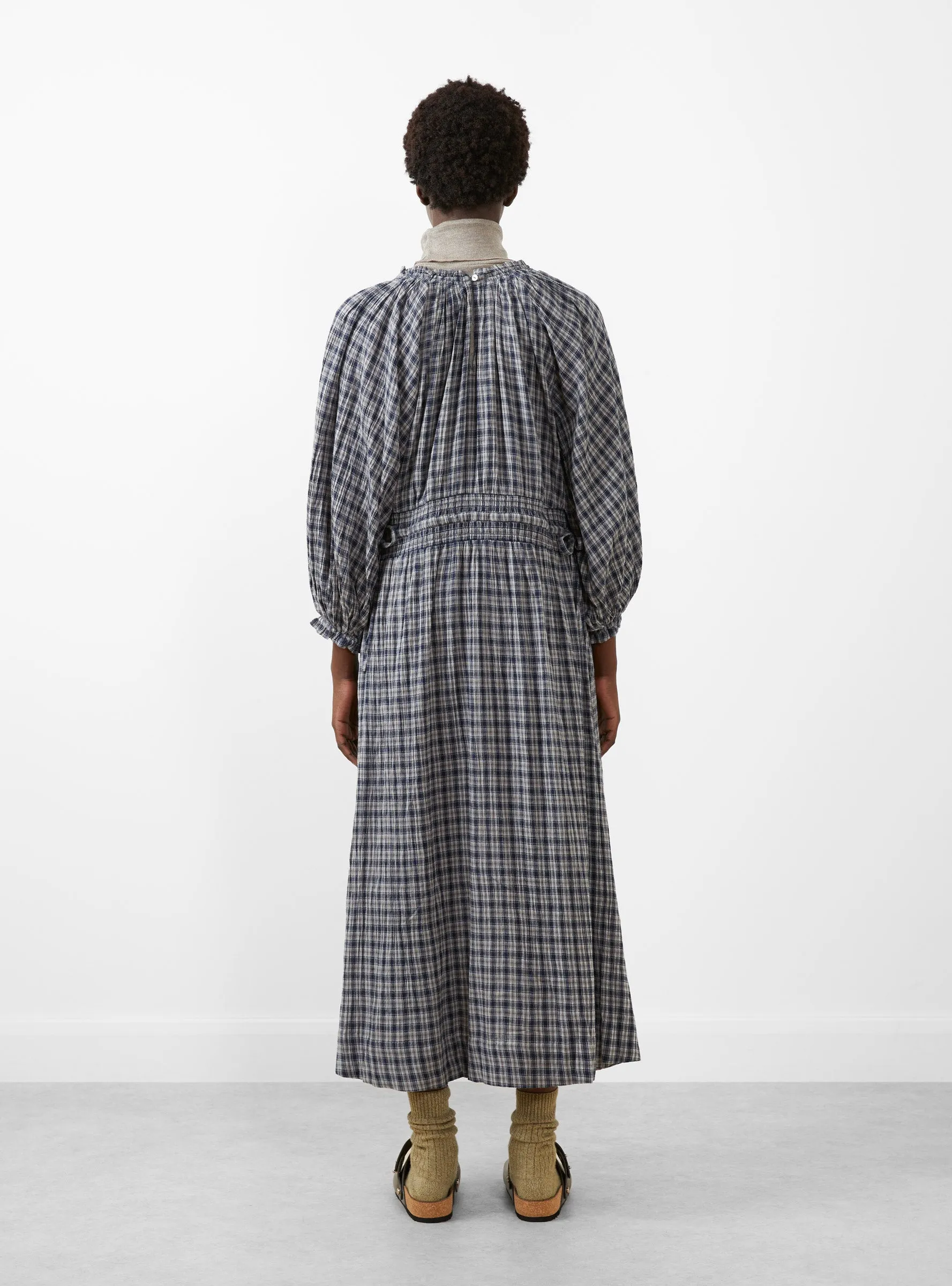 Carola Dress Navy Beige Check