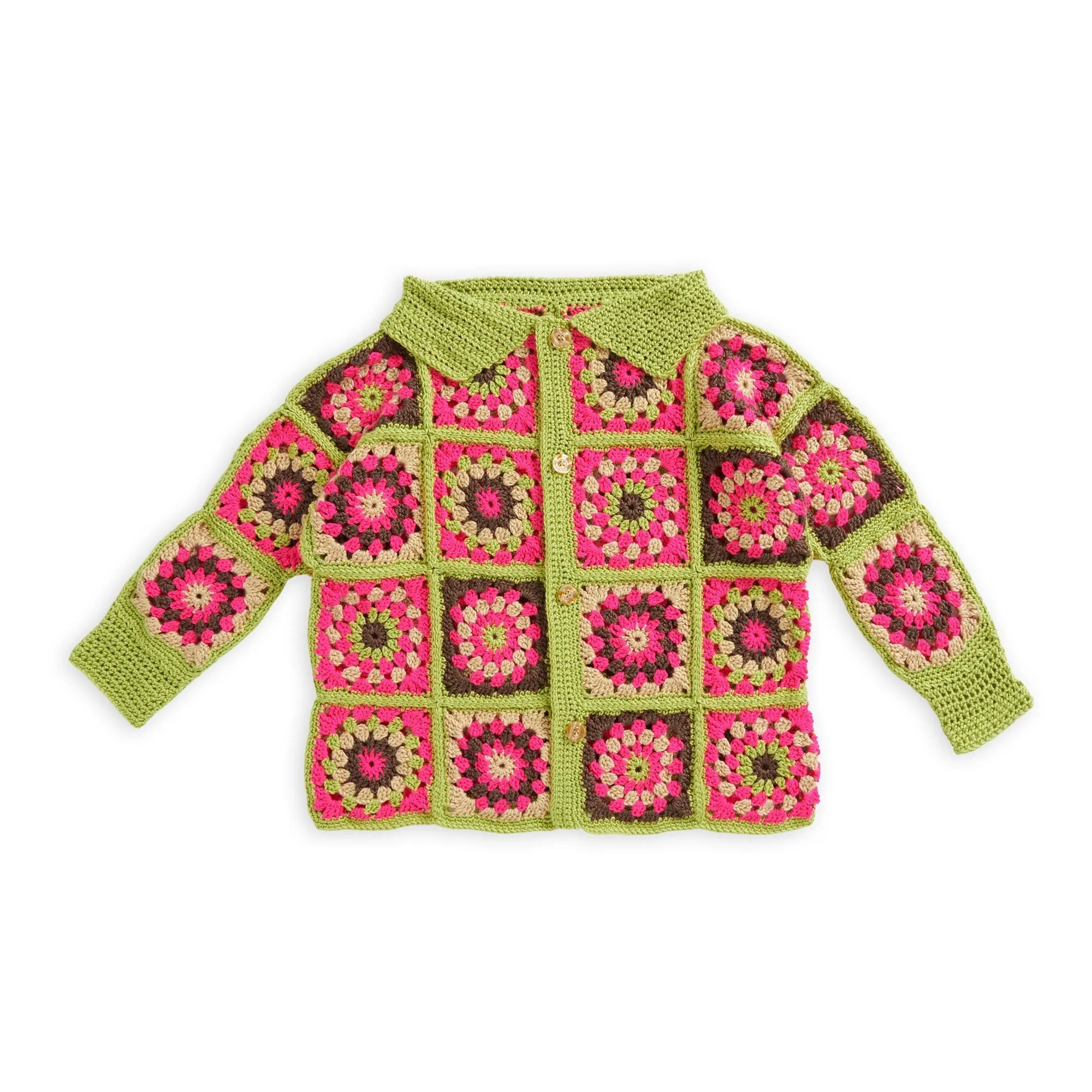 Caron Bright & Bold Crochet Granny Square Cardigan