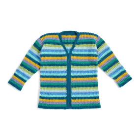 Caron Textured Stripes Crochet Cardigan