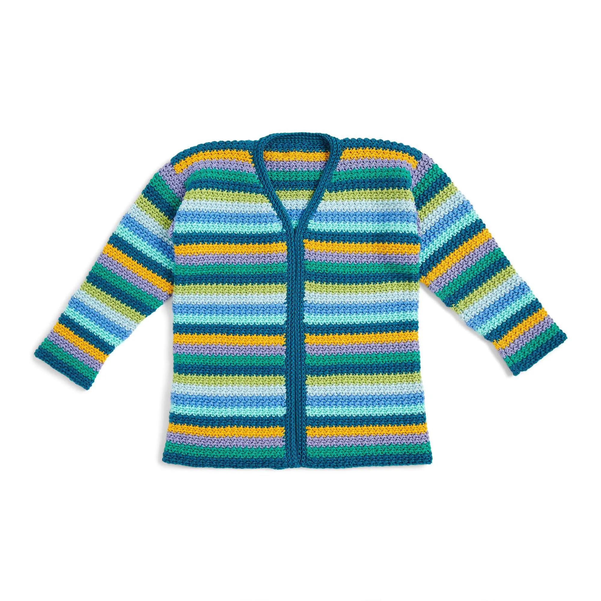 Caron Textured Stripes Crochet Cardigan