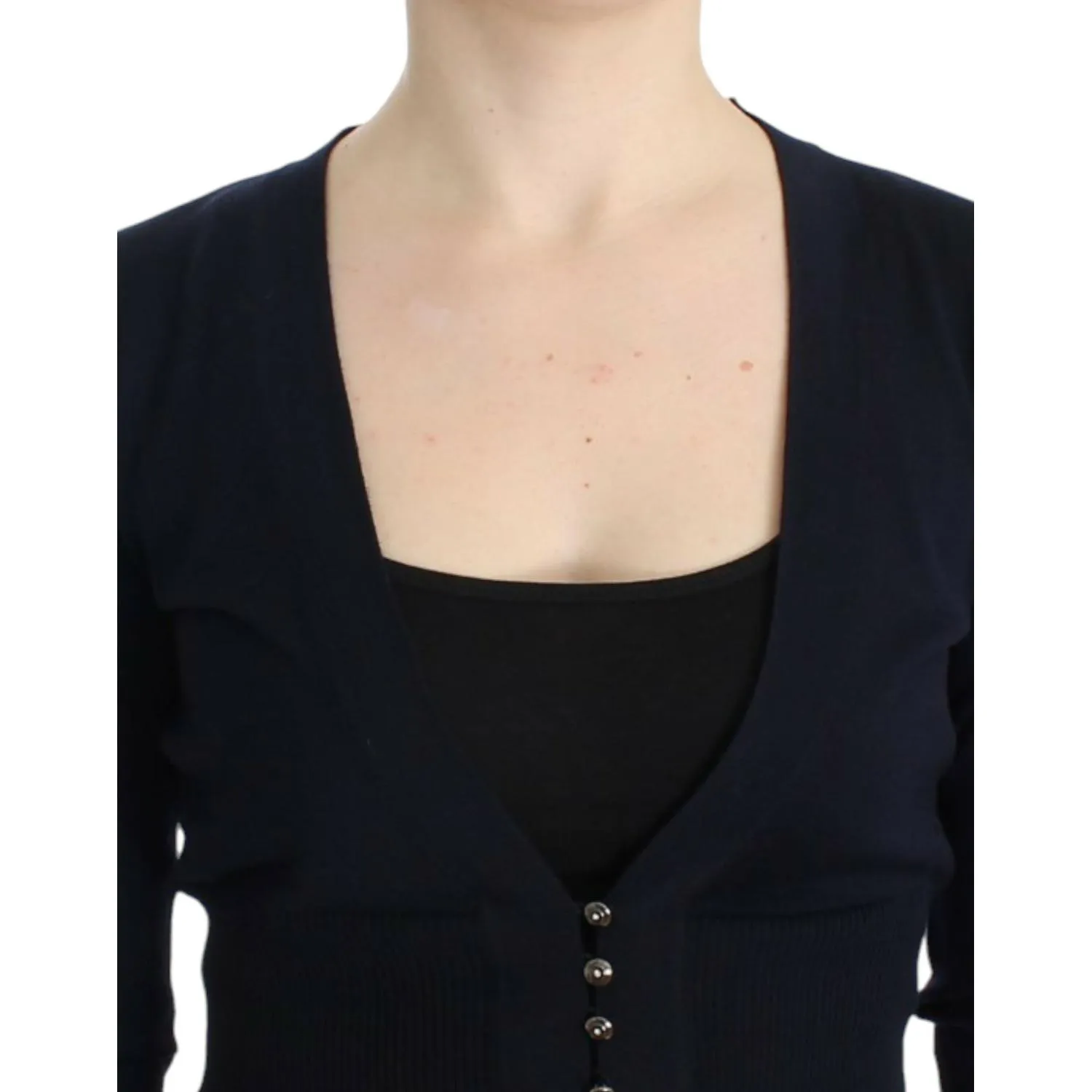 Cavalli Elegant Black Cropped Virgin Wool Cardigan