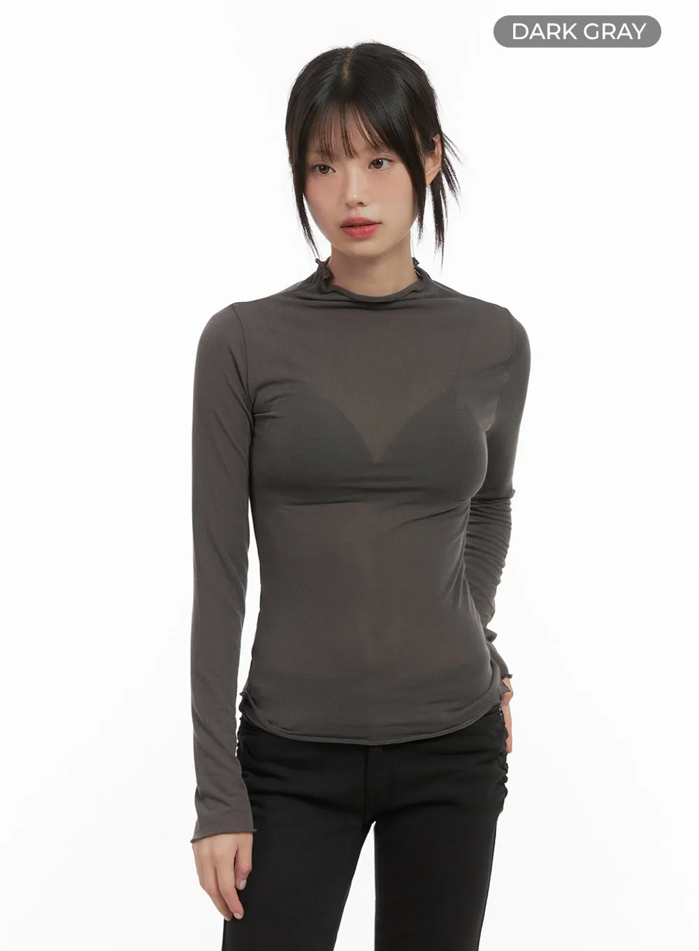 Chic Sheer Cotton Turtleneck Tee CS412