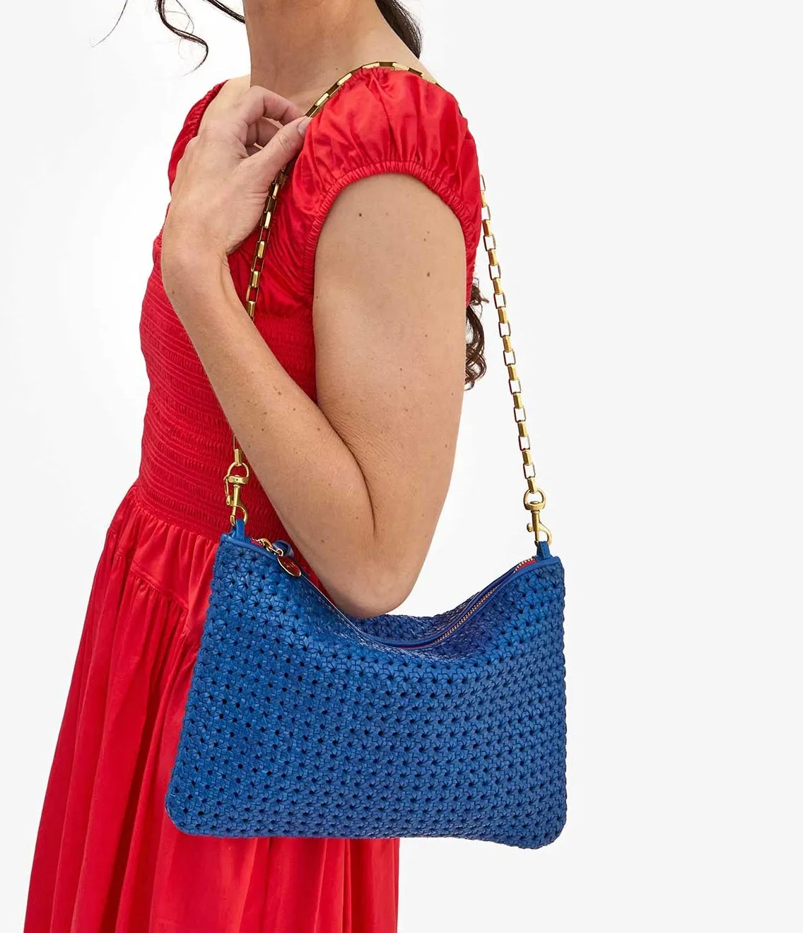 Cobalt Rattan Flat Clutch