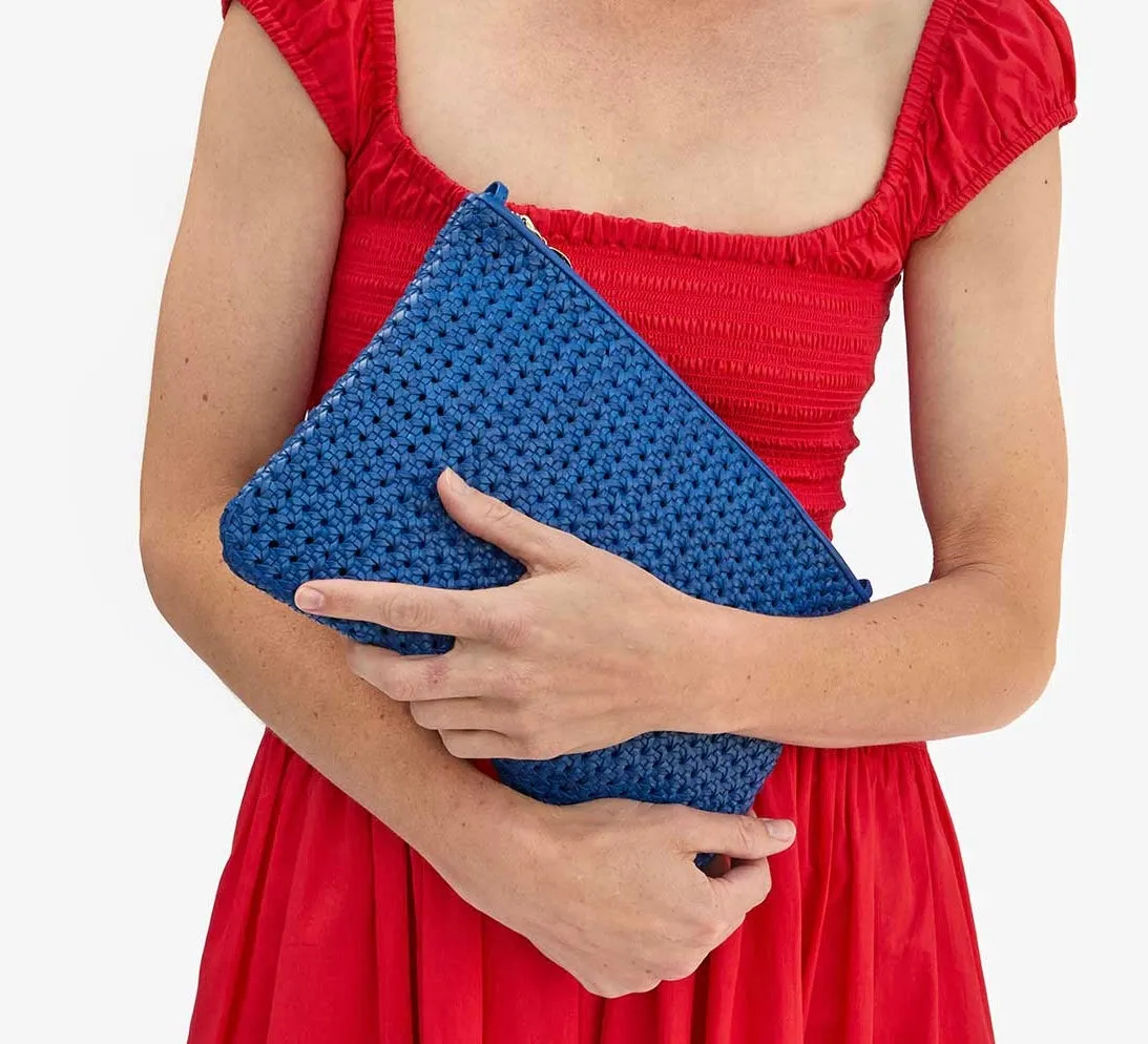 Cobalt Rattan Flat Clutch