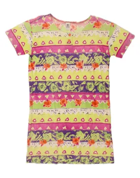 COLMAR Womens T-Shirt Dress UK 14 Large Multicoloured Floral Cotton