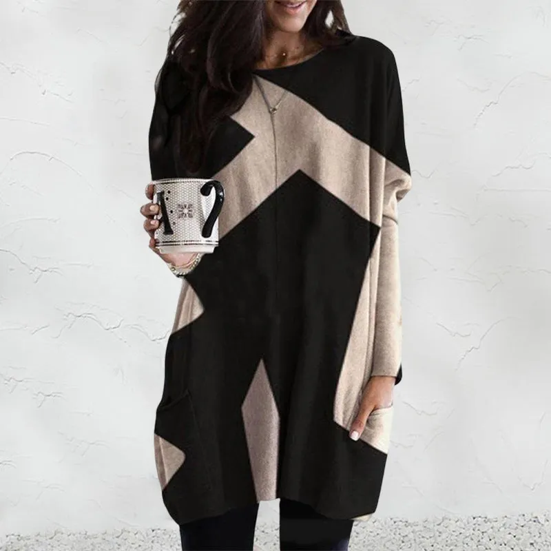 Contrast Geometric Pattern Sweater