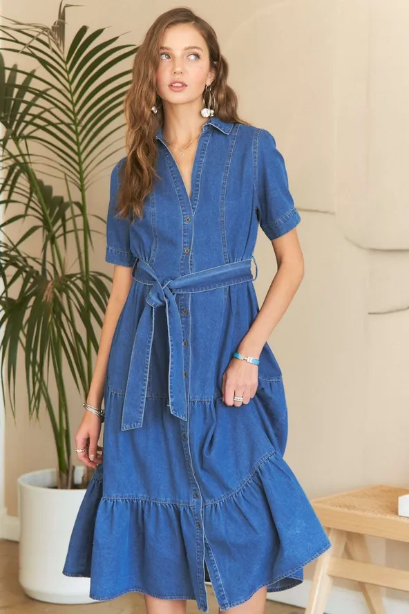 Country Denim Tiered Dress