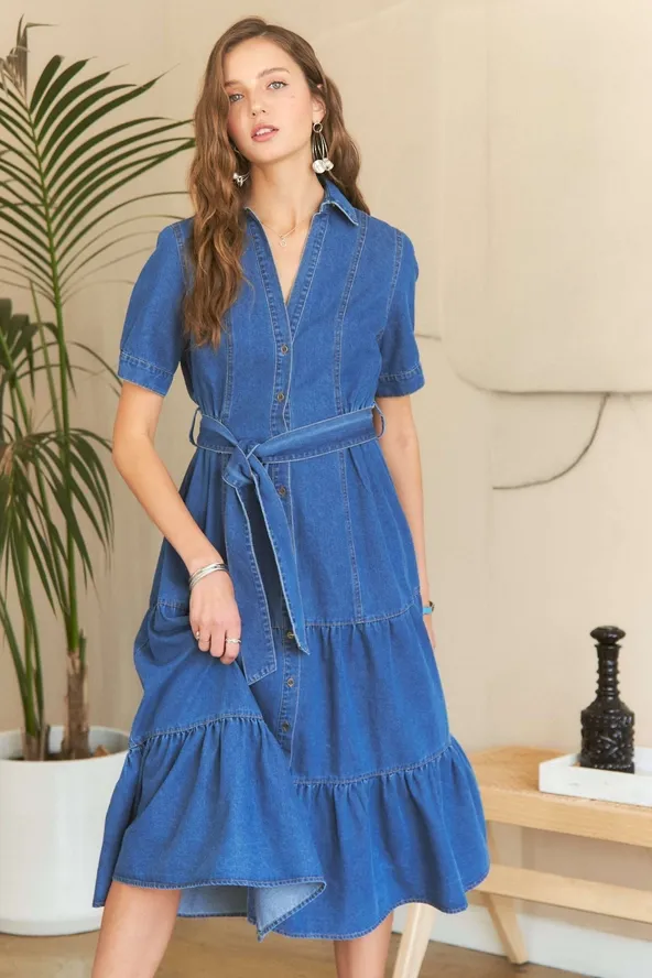 Country Denim Tiered Dress