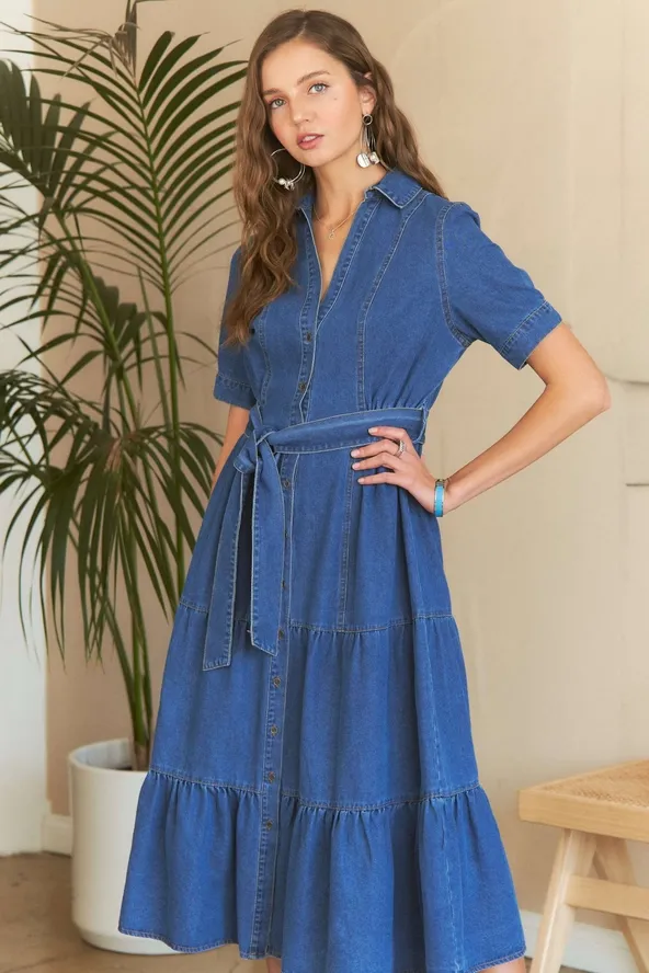 Country Denim Tiered Dress