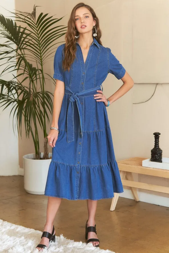 Country Denim Tiered Dress