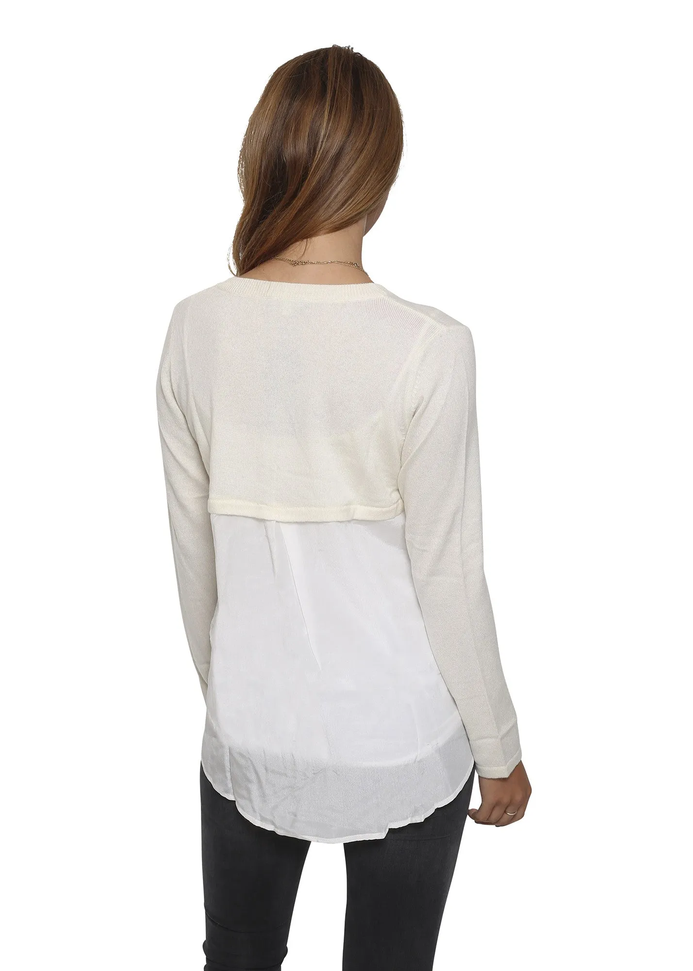 Cream 'White cashmere' Silk Back Cardigan