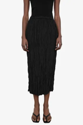 Crinkled Silk Slip Skirt - Black