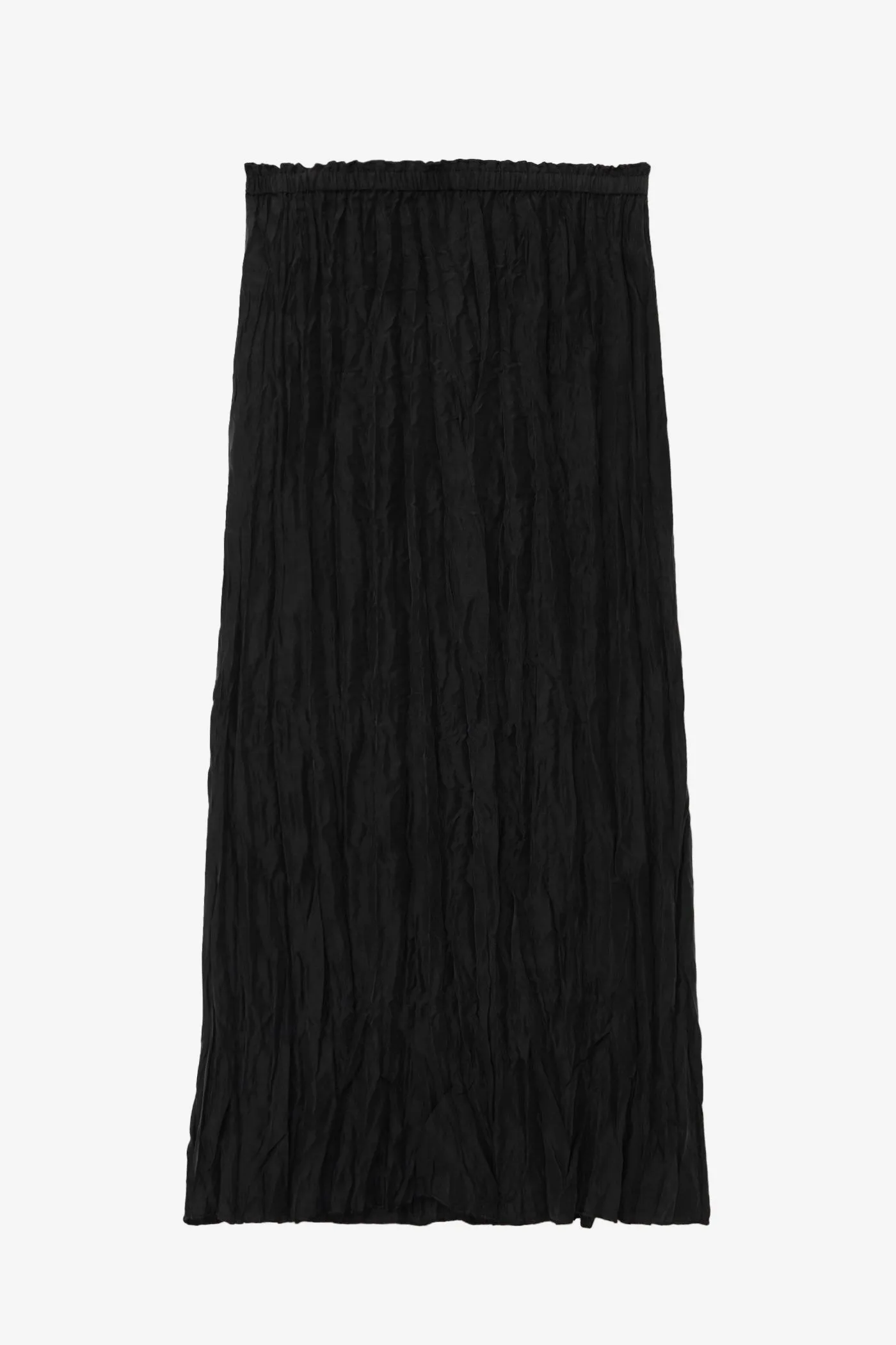 Crinkled Silk Slip Skirt - Black