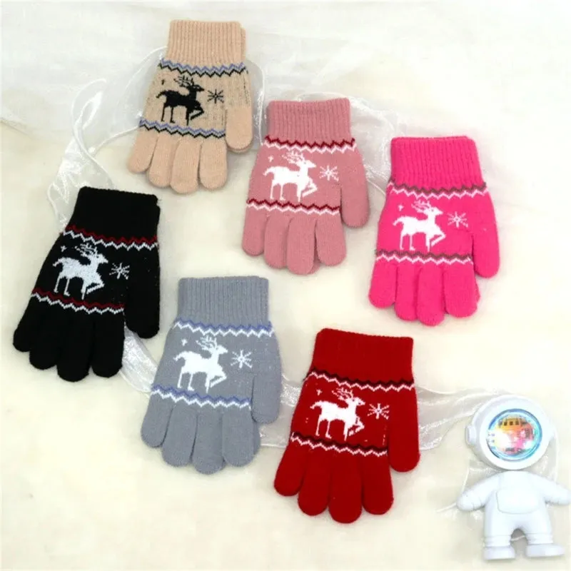 Deer Gloves Soft & Comfortable Warm Gloves for Boys & Girls 5-9 Years Old