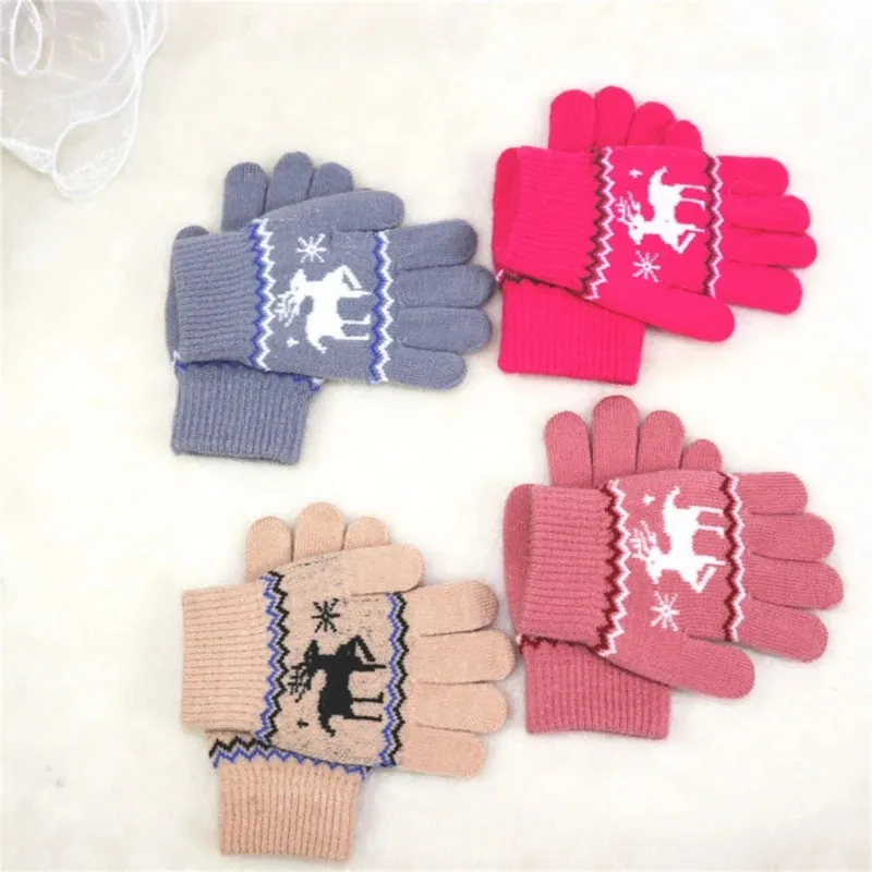 Deer Gloves Soft & Comfortable Warm Gloves for Boys & Girls 5-9 Years Old