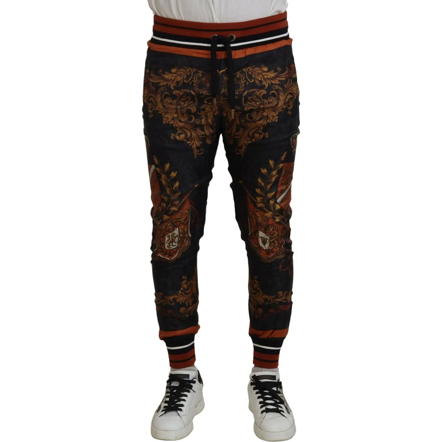 Dolce & Gabbana Baroque Crown Silk Sweatpants