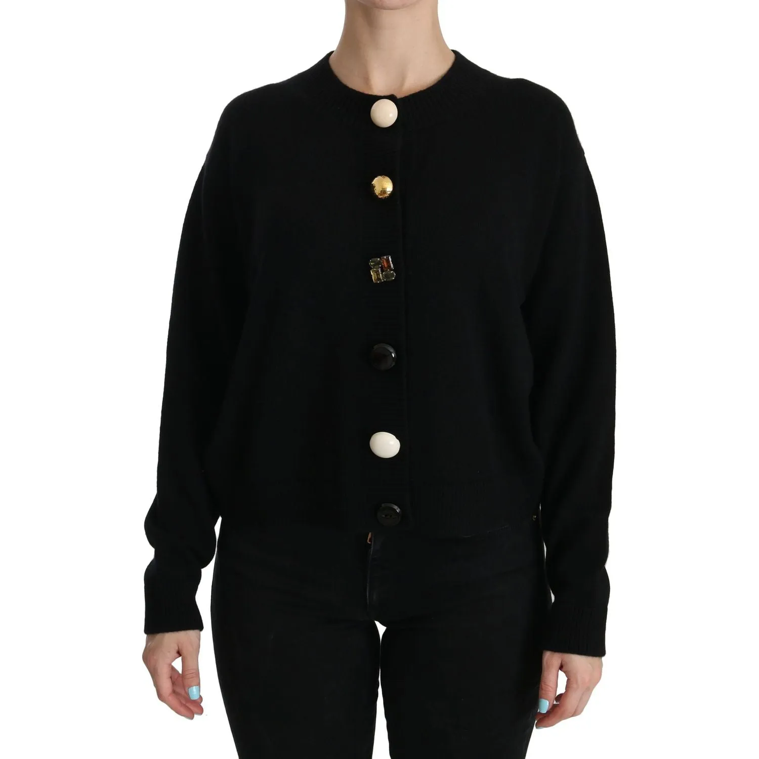 Dolce & Gabbana Elegant Black Cashmere Cardigan Top