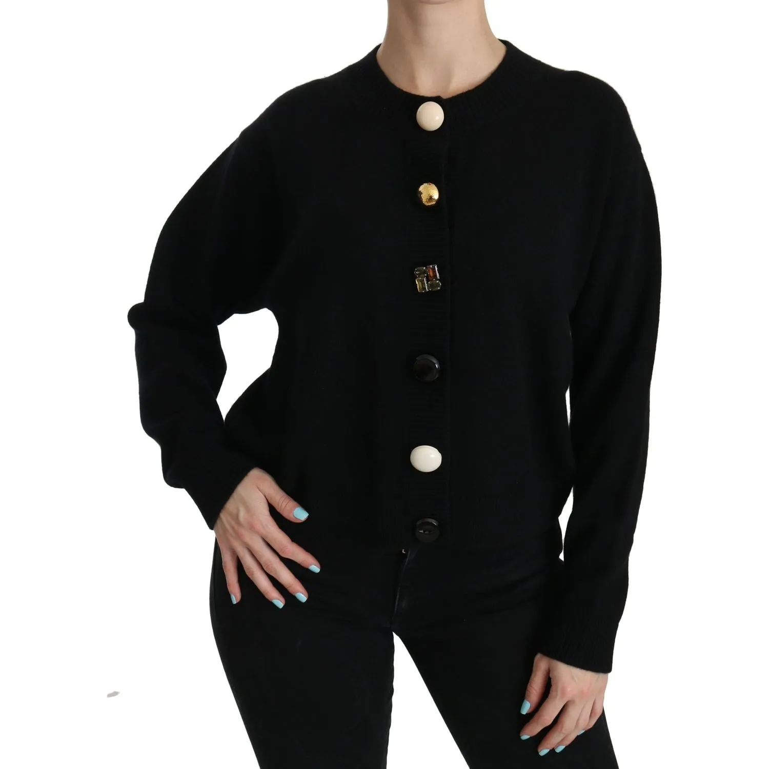 Dolce & Gabbana Elegant Black Cashmere Cardigan Top