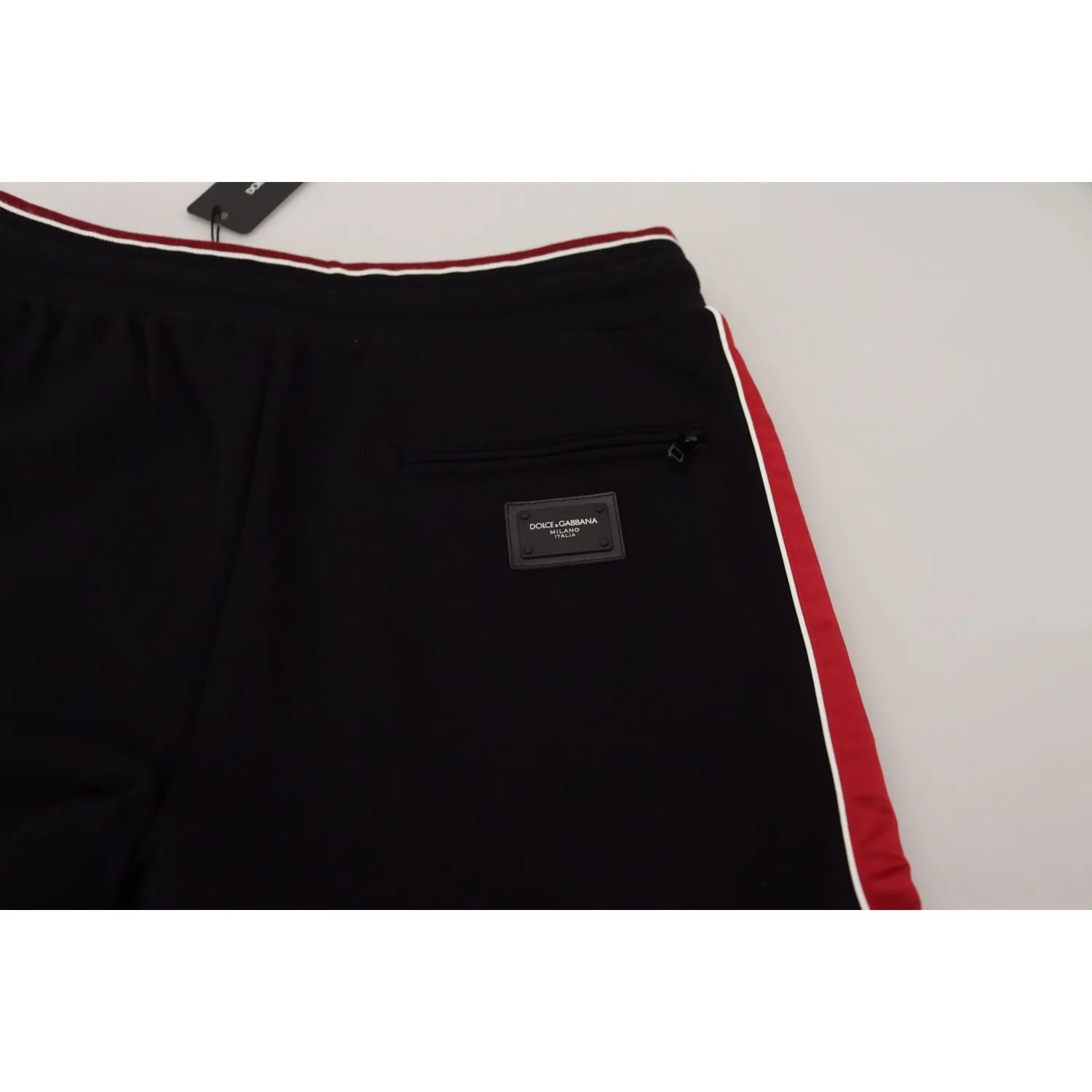 Dolce & Gabbana Elegant Black Jogging Sweatpants with Red Detail