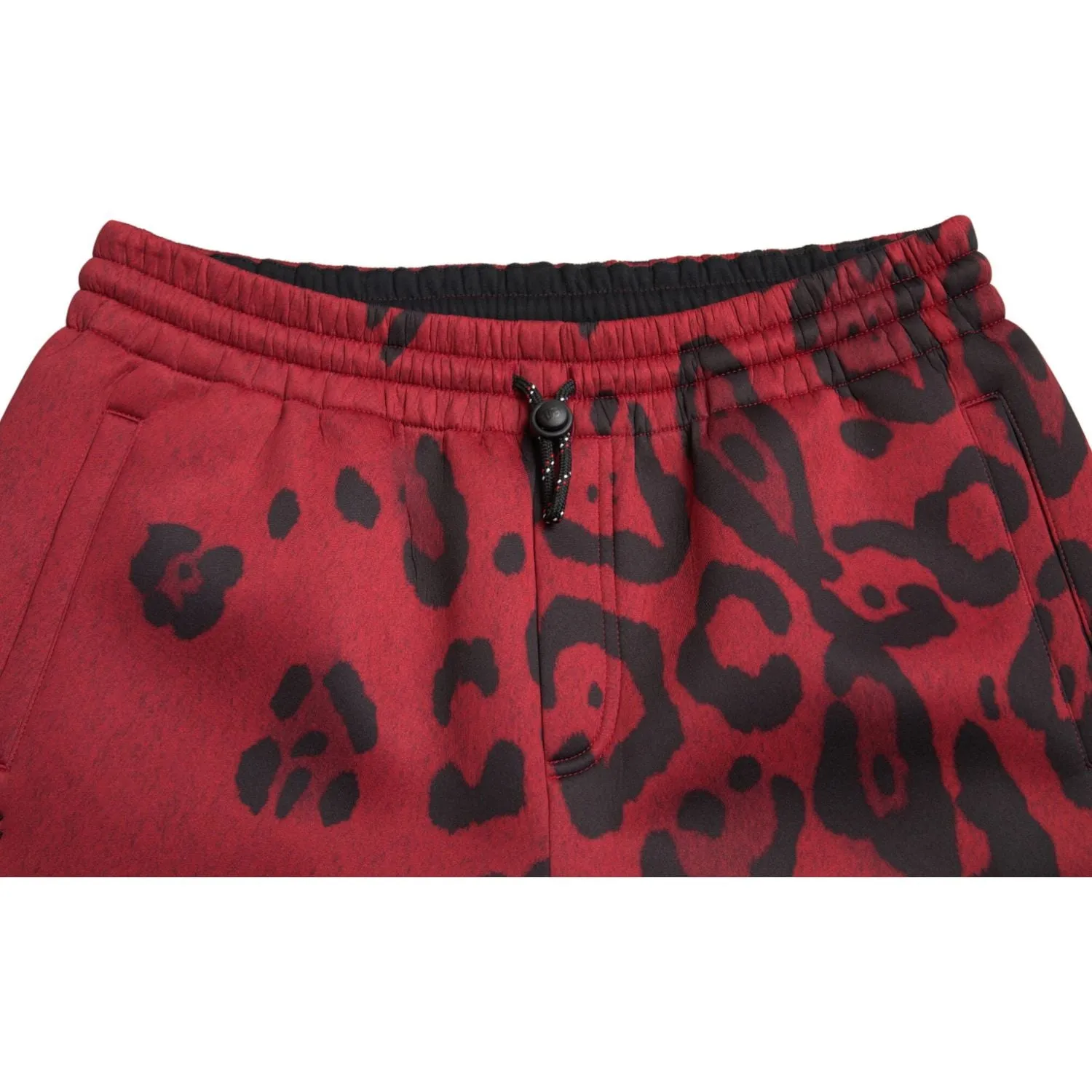 Dolce & Gabbana Elegant Leopard Print Joggers in Red and Black