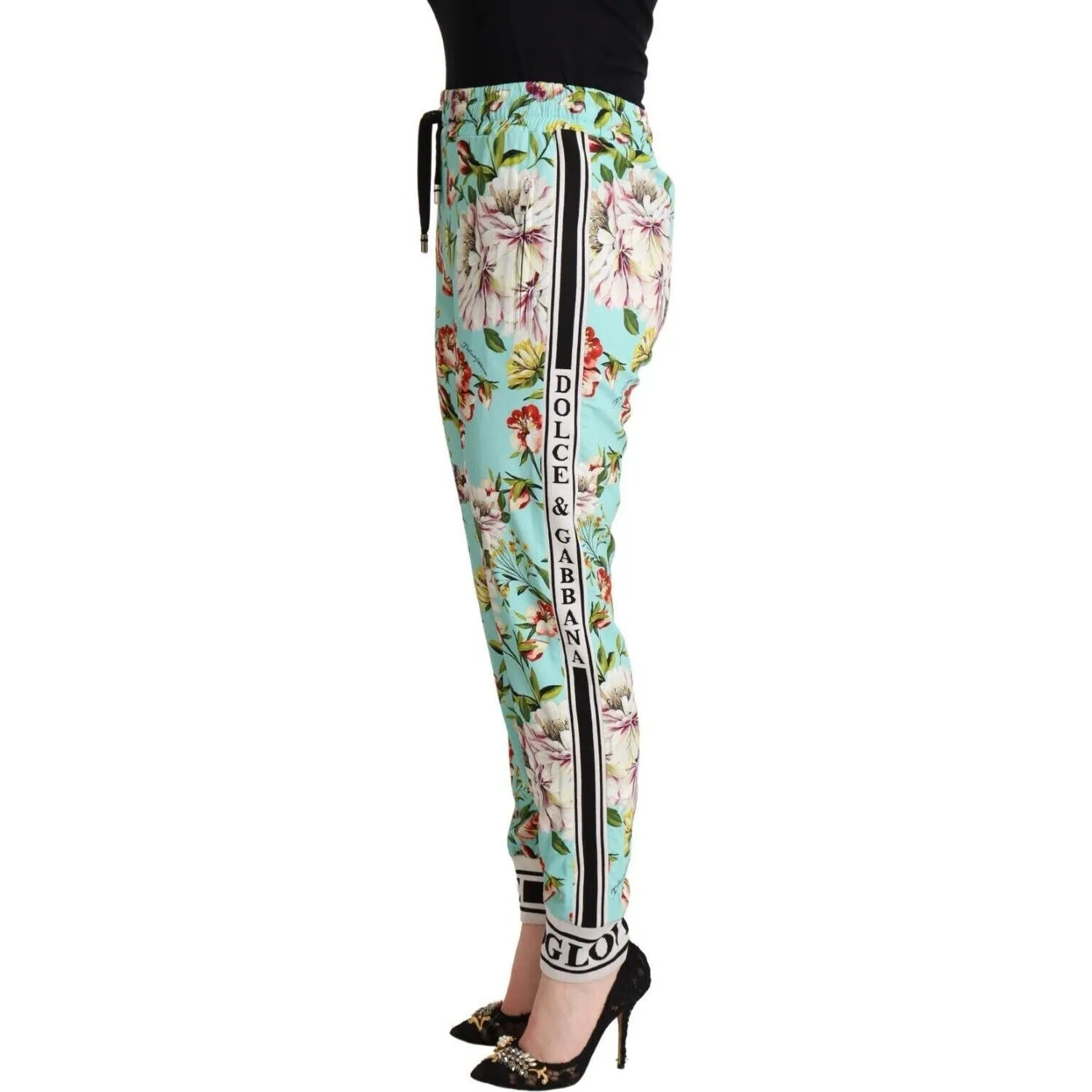 Dolce & Gabbana Floral Viscose Jogger Pants in Green