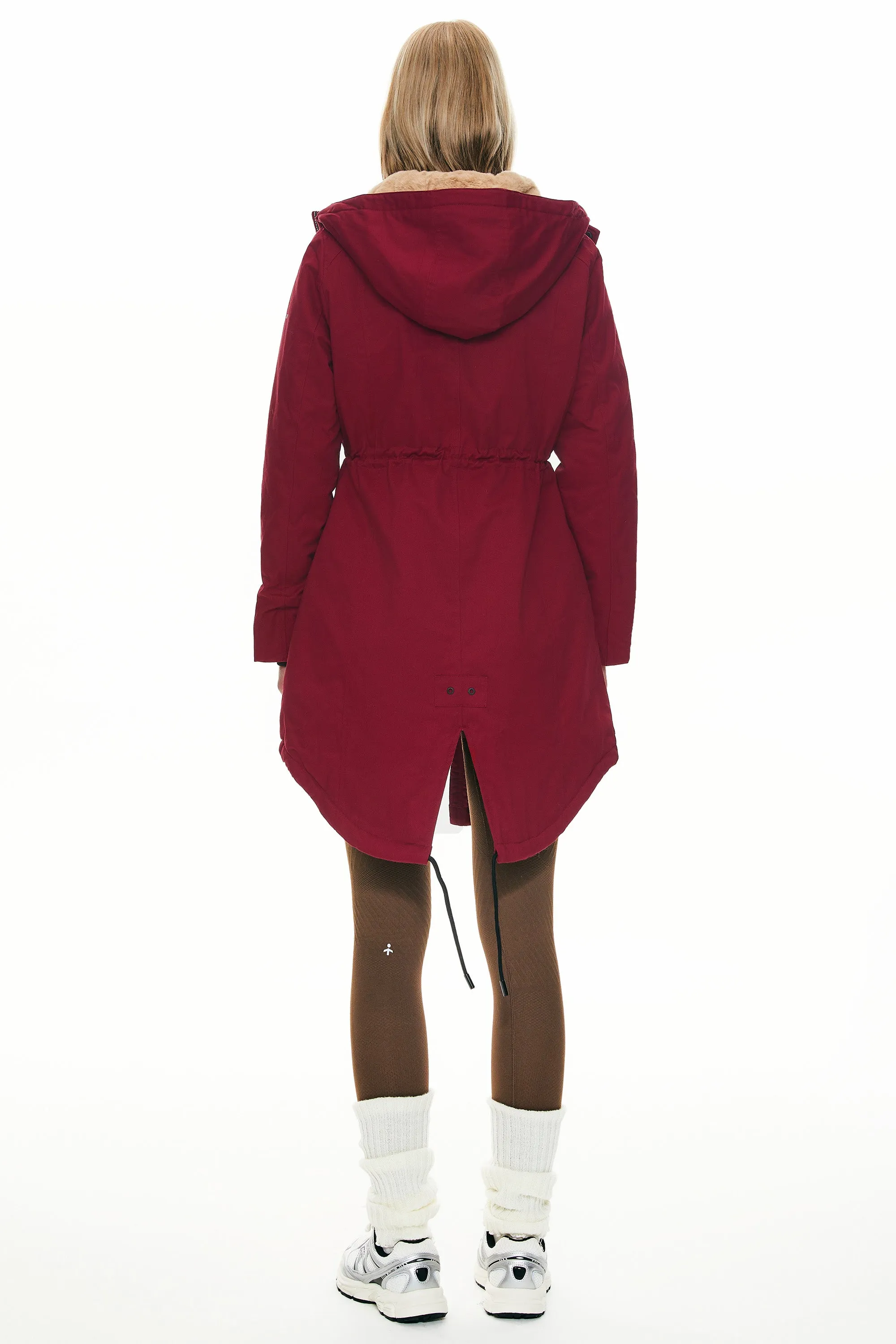 Drawstring Waist Fleece-Lined Parka