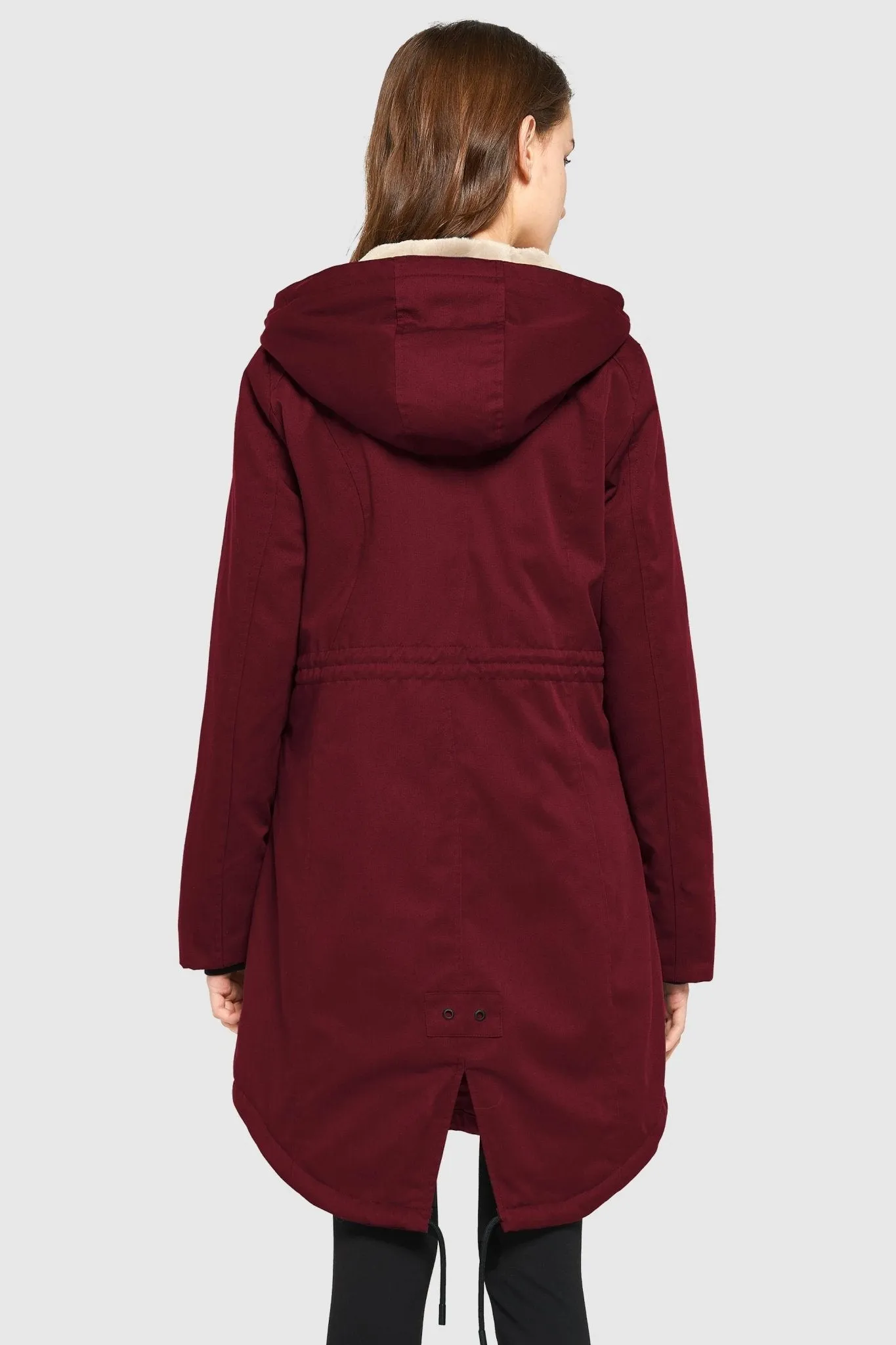 Drawstring Waist Fleece-Lined Parka