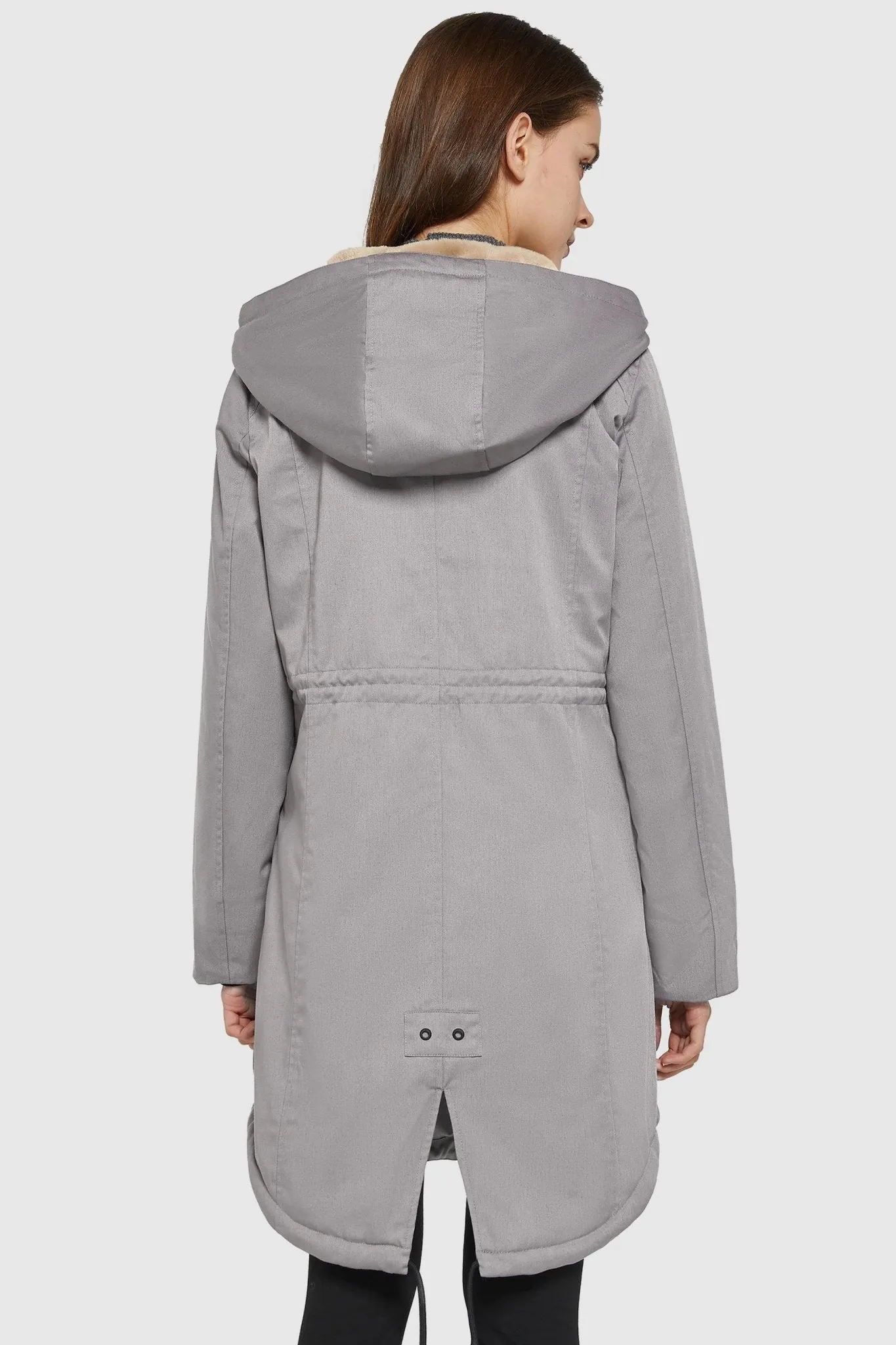 Drawstring Waist Fleece-Lined Parka