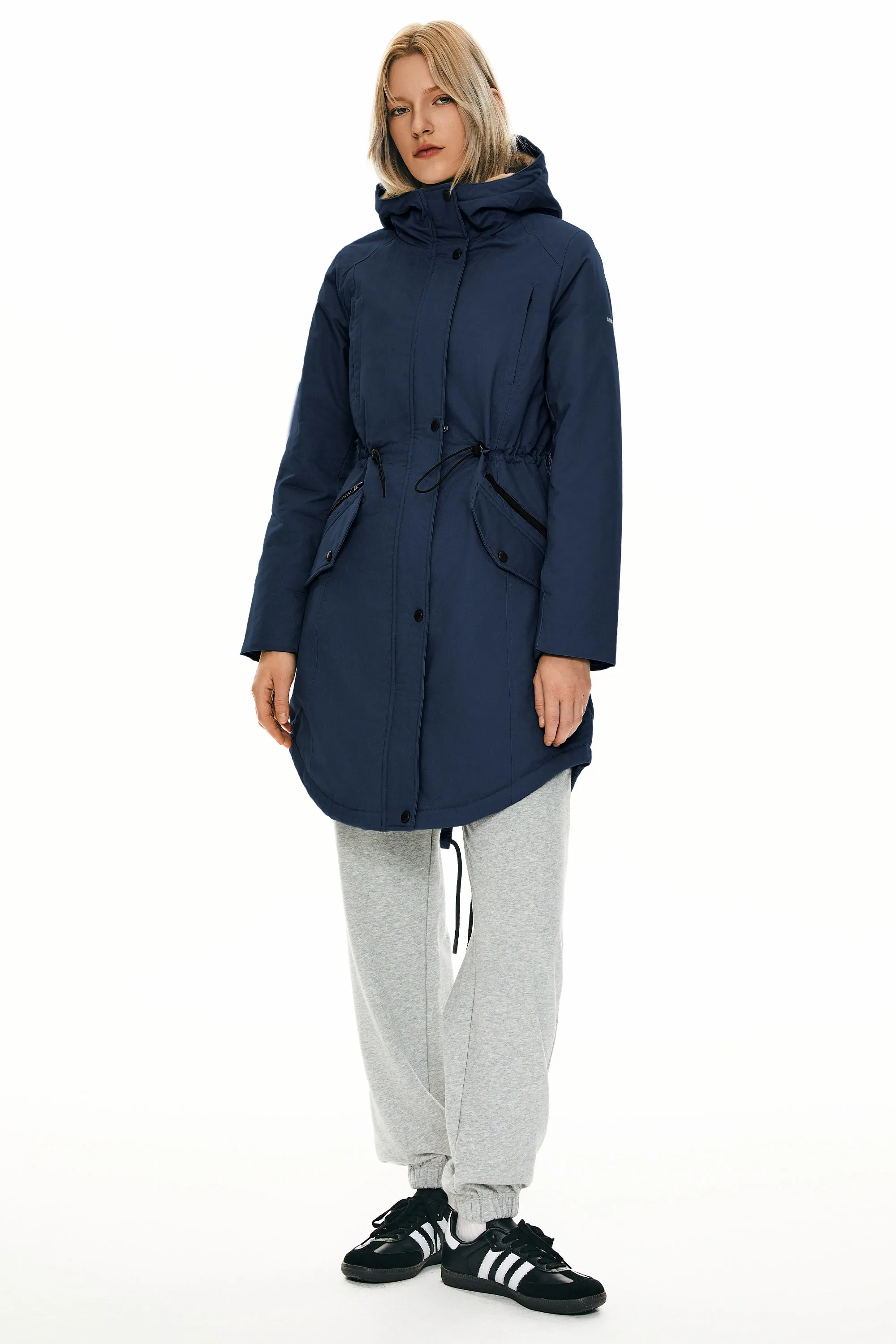 Drawstring Waist Fleece-Lined Parka