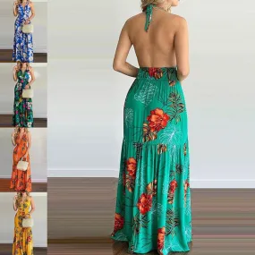 DUNNMALL  EBay Popular  European American Summer New Printing Backless Maxi Dress Cross-Border in Stock