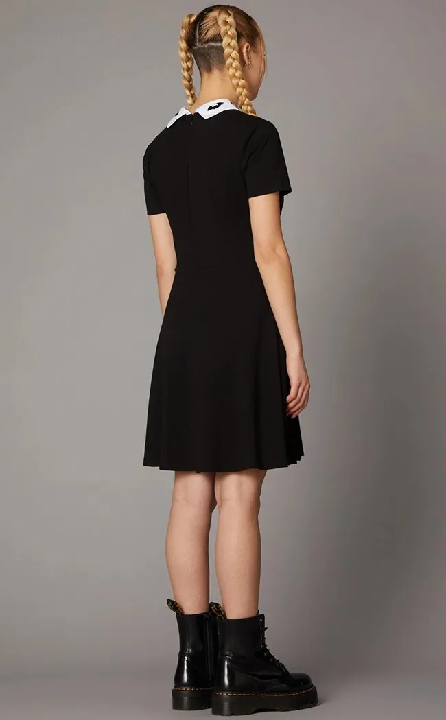 Embroidered Bat Collar Dress