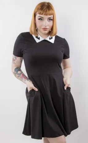 Embroidered Bat Collar Dress