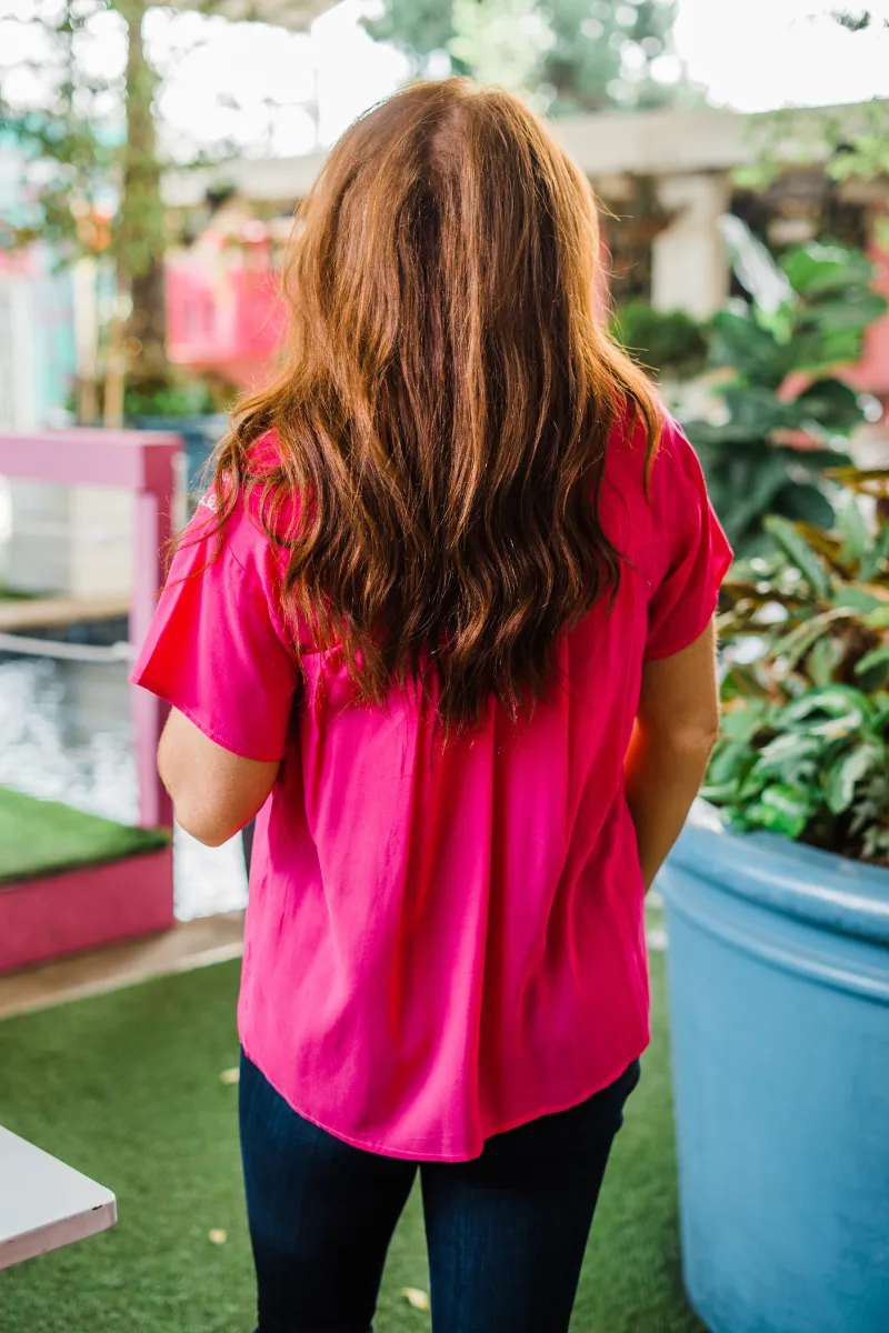 Embroidered Fiesta Top, Pink