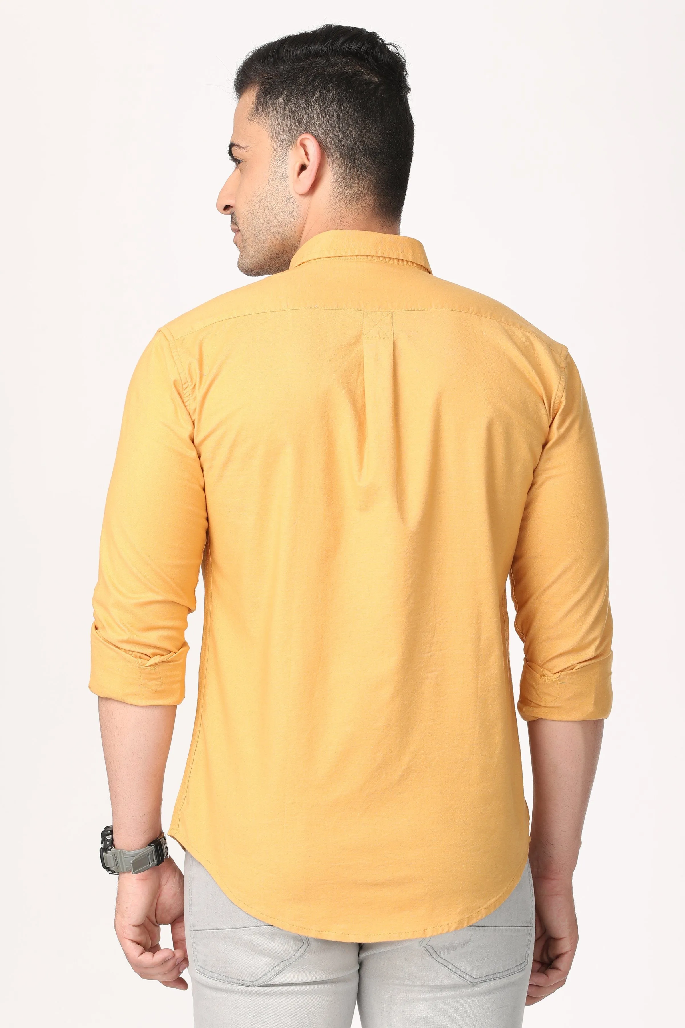 Energetic Yellow Plain Full Sleeve Shirt