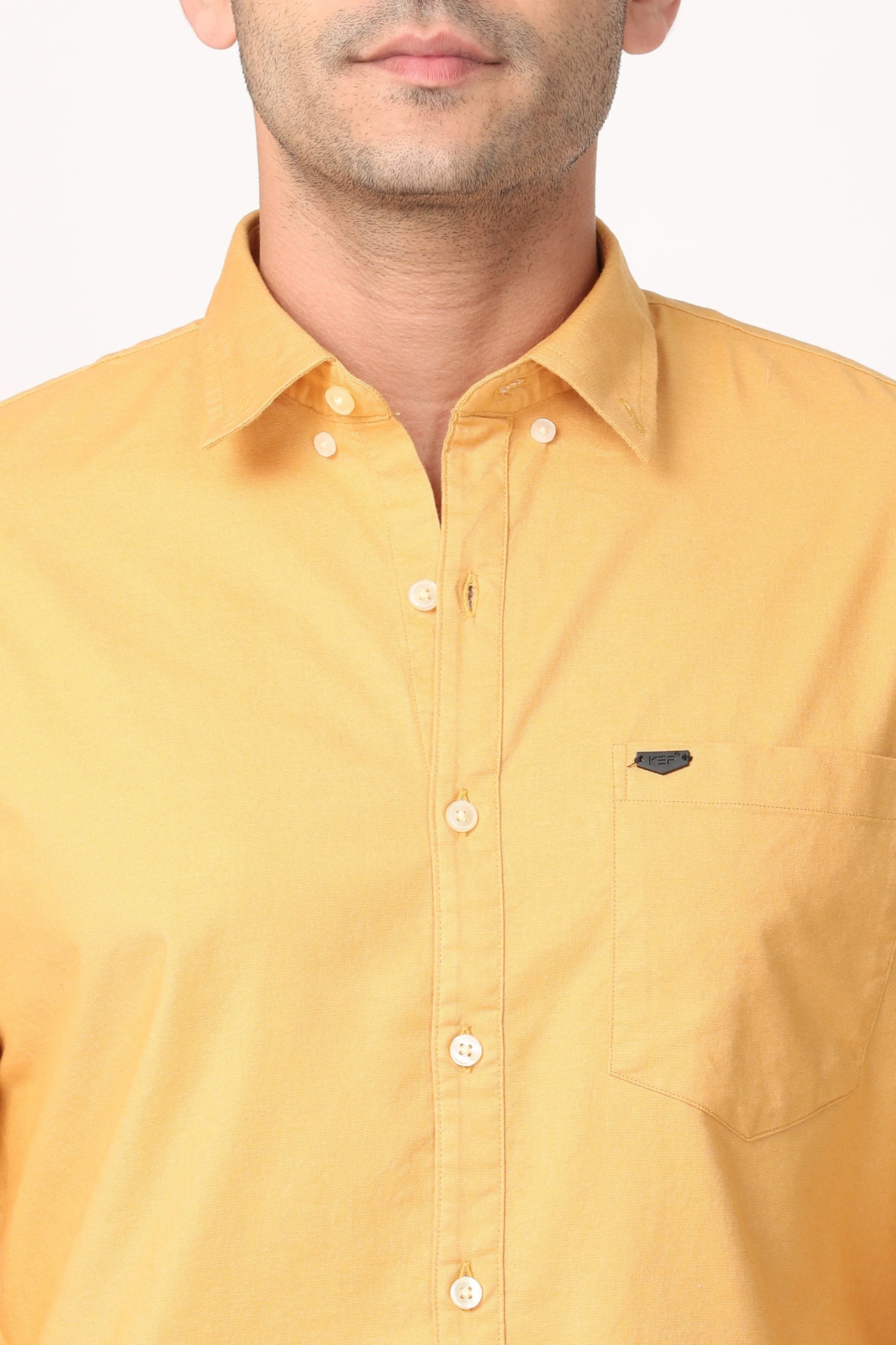 Energetic Yellow Plain Full Sleeve Shirt